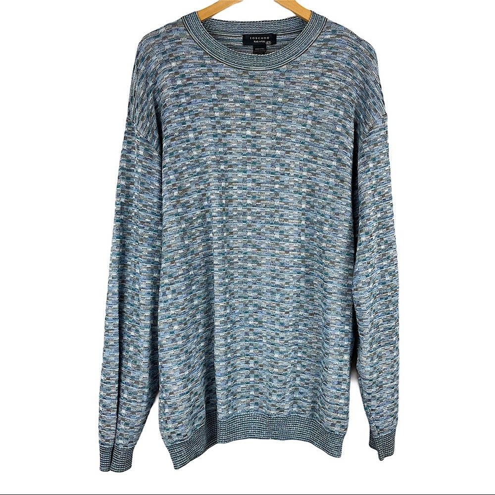 Toscano Made in Italy Mens Textured Knit Sweater Sz XL TALL Blue